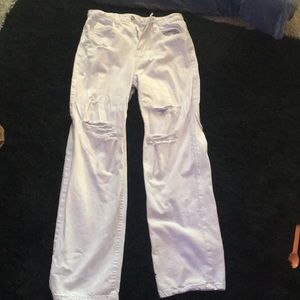 White Ripped Flared Jeans size M